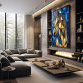 Quadro Decorativo Cavalo Abstrato - quadros decorativos para sala 1 Tela Vertical, 3 Telas - em quarto contemporaneo