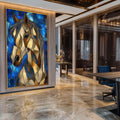 Quadro Decorativo Cavalo Abstrato - quadros decorativos para sala 1 Tela Vertical, 3 Telas - em ambiente decorado