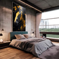 Quadro Decorativo Cavalo Abstrato Arte em Tons Amarelados - quadros decorativos para sala 1 Tela Vertical, 3 Telas - em living room premium