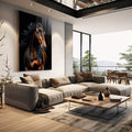 Quadro Decorativo Beleza do Cavalo - quadros decorativos 1 Tela Vertical, 3 Telas - em sala moderna