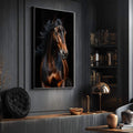 Quadro Decorativo Beleza do Cavalo - quadros decorativos para sala 1 Tela Vertical, 3 Telas - em ambiente decorado