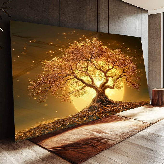 Quadro Decorativo O Renascimento da Vida na Árvore - quadros decorativos para sala 1 Tela, 1 Tela Horizontal - em ambiente decorado