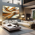 Quadro Decorativo Fluidez Abstrata Arte Contemporânea - quadros decorativos 1 Tela, 1 Tela Horizontal - em sala moderna