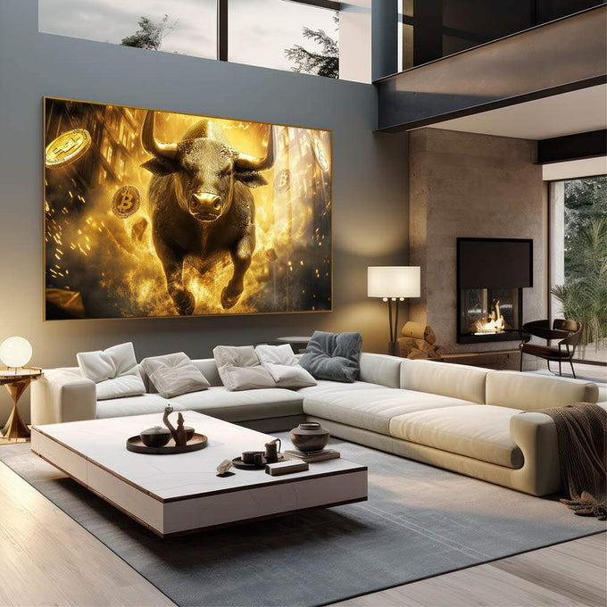 Quadro Decorativo Simbolismo Do Sucesso Financeiro - quadros decorativos 1 Tela, 1 Tela Horizontal - em sala moderna