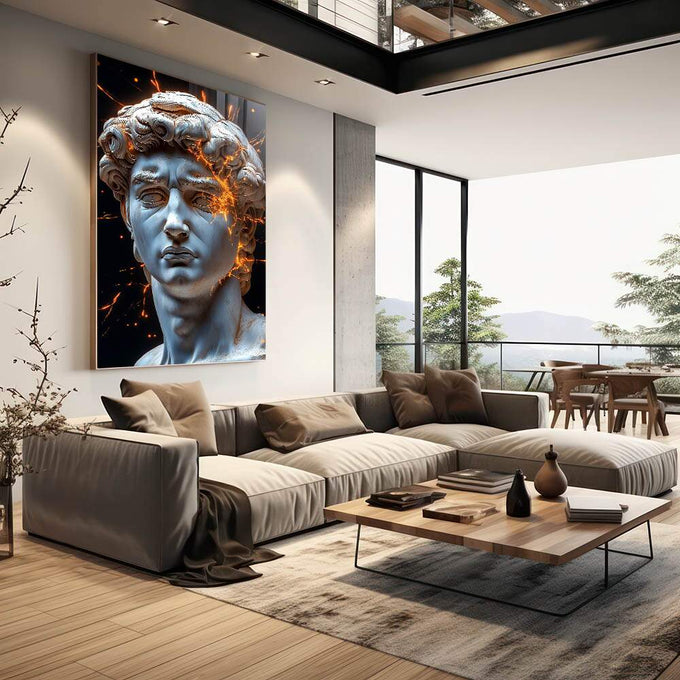 Quadro Decorativo Beleza Grega - quadros decorativos para sala 1 Tela Vertical, 3 Telas - em living room premium