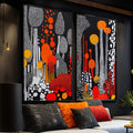 Quadro Decorativo Dupla Abstrata em Pontilhados - quadros decorativos para sala 2 Telas, Abstratos e Geométricos - em ambiente decorado