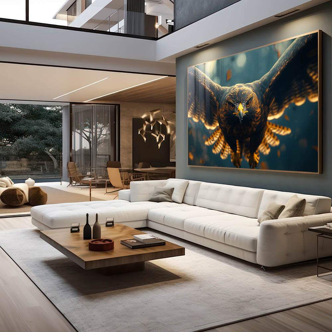 Quadro Decorativo Elegância do Falcão Arte que Inspira - quadros decorativos para sala 1 Tela, 1 Tela Horizontal - em living room premium
