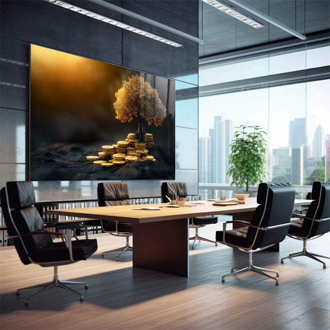 Quadro Decorativo Arvore Da Vida Prosperidade financeira - quadros decorativos para sala 1 Tela, 1 Tela Horizontal - em quarto contemporaneo