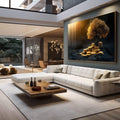 Quadro Decorativo Arvore Da Vida Prosperidade financeira - quadros decorativos para sala 1 Tela, 1 Tela Horizontal - em living room premium