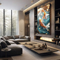 Quadro Decorativo Fluidez Das Carpas - quadros decorativos 1 Tela Vertical, 3 Telas - em escritorio elegante