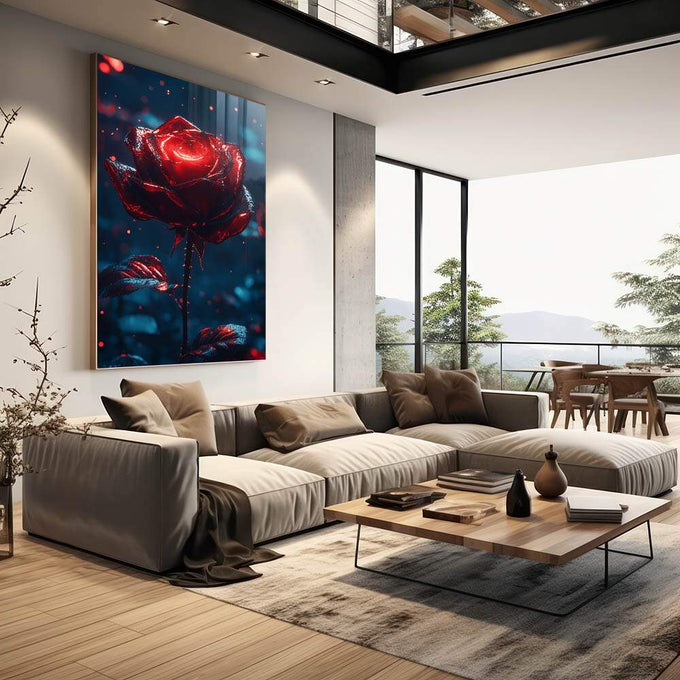 Quadro Decorativo A Beleza da Rosa  Cores Vibrantes - quadros decorativos para sala 1 Tela Vertical, 3 Telas - em quarto contemporaneo