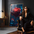 Quadro Decorativo A Beleza da Rosa  Cores Vibrantes - quadros decorativos para sala 1 Tela Vertical, 3 Telas - em living room premium