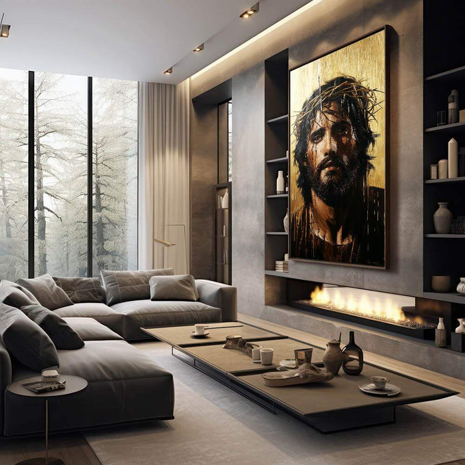 Quadro Decorativo A Serenidade de Jesus  Paz e Harmonia - quadros decorativos 1 Tela Vertical, 3 Telas - em escritorio elegante
