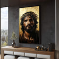 Quadro Decorativo A Serenidade de Jesus  Paz e Harmonia - quadros decorativos para sala 1 Tela Vertical, 3 Telas - em ambiente decorado