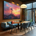 Quadro Decorativo A Cruz Da Esperança - quadros decorativos para sala 1 Tela, 1 Tela Horizontal - em ambiente decorado
