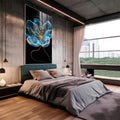 Quadro Decorativo Azul da Beleza Floral - quadros decorativos 1 Tela Vertical, 3 Telas - em sala moderna