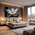 Quadro Decorativo Expendida Flor Branca com Dourado - quadros decorativos 1 Tela, 3 Telas - em escritorio elegante