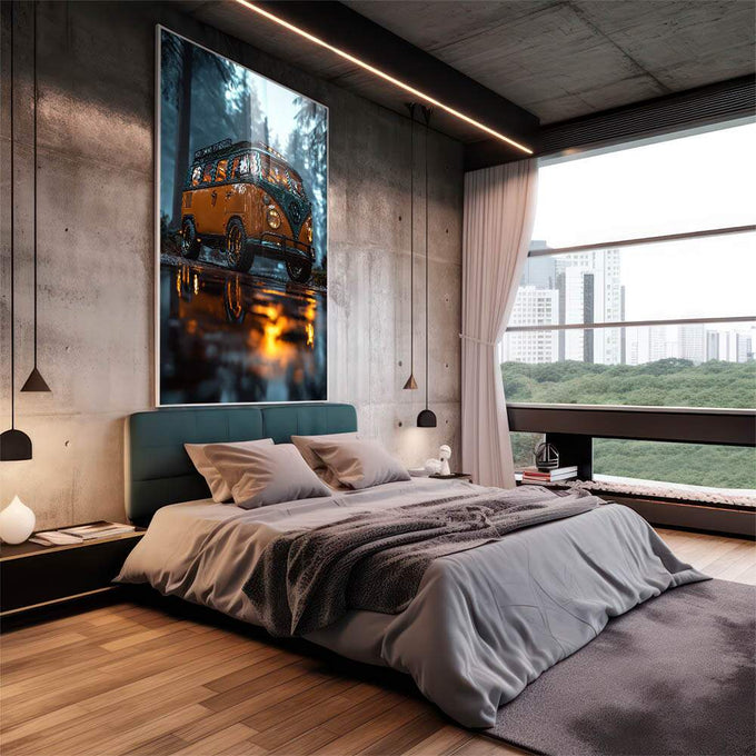 Quadro Decorativo Kombi Aventura Natureza e Liberdade - quadros decorativos para sala 1 Tela Vertical, 3 Telas - em living room premium