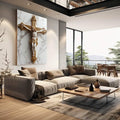 Quadro Decorativo A Cruz Do Senhor Inspiração e Elegância - quadros decorativos 1 Tela Vertical, 3 Telas - em escritorio elegante