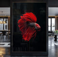 Quadro Decorativo O Peixe Avermelhado Beleza Natural - quadros decorativos para sala 1 Tela Vertical, 3 Telas - em ambiente decorado