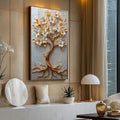 Quadro Decorativo A Beleza Eterna da Árvore da Vida - quadros decorativos para sala 1 Tela Vertical, 3 Telas - em ambiente decorado