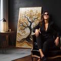 Quadro Decorativo Árvore da Vida Resplandecente Símbolo de Esperança - quadros decorativos para sala 1 Tela Vertical, 3 Telas - em living room premium