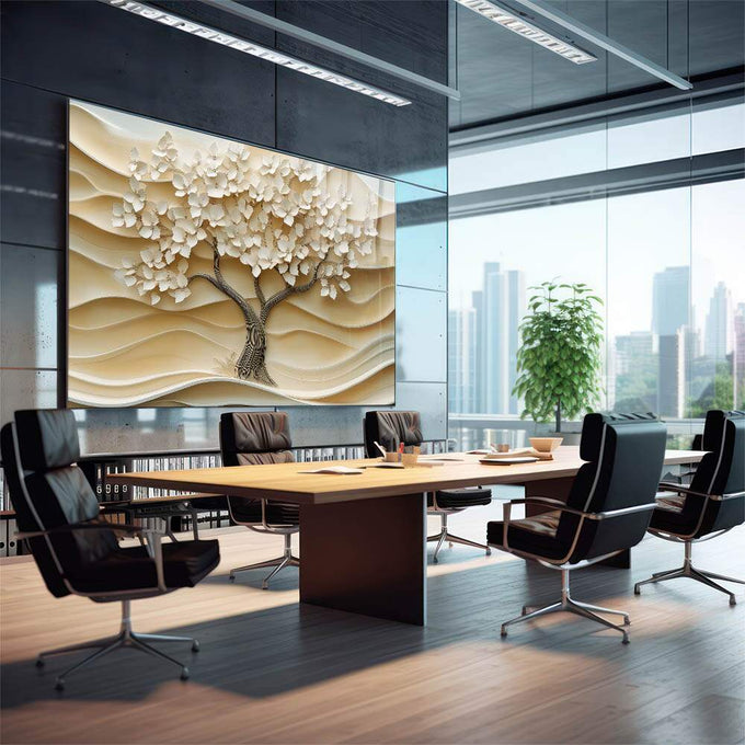 Quadro Decorativo Árvore da Vida Pétalas Brancas para Inspiração e Beleza - quadros decorativos 1 Tela, 1 Tela Horizontal - em escritorio elegante