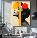 Quadro Decorativo Minimalista Mulher - Símbolo de Força e Elegância - quadros decorativos para sala 1 Tela Vertical, 3 Telas - em ambiente decorado