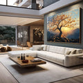 Quadro Decorativo Árvore da Vida Inspiração Sobre O Nascimento Do Sol - quadros decorativos 1 Tela, 1 Tela Horizontal - em sala moderna