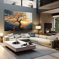 Quadro Decorativo Árvore da Vida Inspiração Sobre O Nascimento Do Sol - quadros decorativos para sala 1 Tela, 1 Tela Horizontal - em quarto contemporaneo