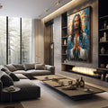 Quadro Decorativo Benção De Jesus Inspiração e Paz - quadros decorativos para sala 1 Tela Vertical, 3 Telas - em quarto contemporaneo