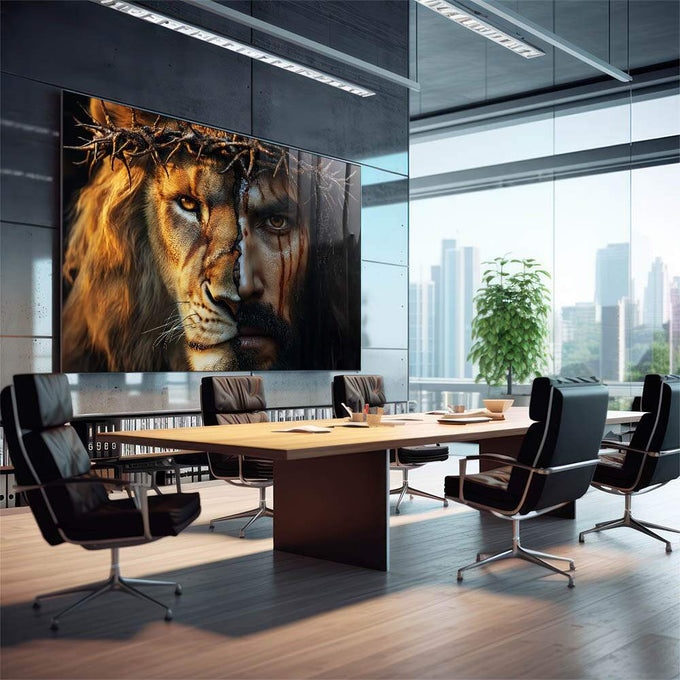 Quadro Decorativo Duas Faces Símbolo de Fé e Força - quadros decorativos para sala 1 Tela, 1 Tela Horizontal - em quarto contemporaneo
