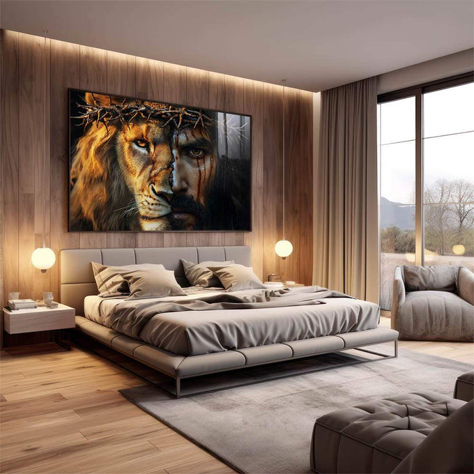 Quadro Decorativo Duas Faces Símbolo de Fé e Força - quadros decorativos 1 Tela, 1 Tela Horizontal - em escritorio elegante