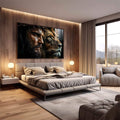 Quadro Decorativo A Serenidade de Jesus e a Ferocidade do Leão de Judá - quadros decorativos 1 Tela, 1 Tela Horizontal - em escritorio elegante