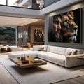 Quadro Decorativo A Serenidade de Jesus e a Ferocidade do Leão de Judá - quadros decorativos para sala 1 Tela, 1 Tela Horizontal - em living room premium