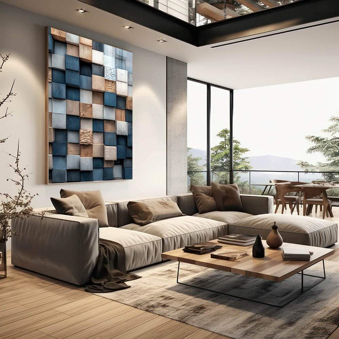 Quadro Decorativo Abstrato em Tons Claros - quadros decorativos para sala 1 Tela Vertical, 3 Telas - em quarto contemporaneo