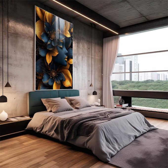 Quadro Decorativo Feminino Florescido Arte Que Encanta - quadros decorativos 1 Tela Vertical, 3 Telas - em sala moderna