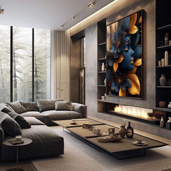 Quadro Decorativo Feminino Florescido Arte Que Encanta - quadros decorativos 1 Tela Vertical, 3 Telas - em escritorio elegante