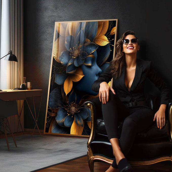 Quadro Decorativo Feminino Florescido Arte Que Encanta - quadros decorativos para sala 1 Tela Vertical, 3 Telas - em living room premium