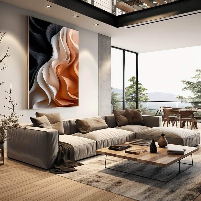 Quadro Decorativo Fluidez Abstrata Arte que Transforma - quadros decorativos para sala 1 Tela Vertical, 3 Telas - em quarto contemporaneo