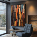 Quadro Decorativo Abstrato em Madeira - quadros decorativos para sala 1 Tela Vertical, 3 Telas - em ambiente decorado