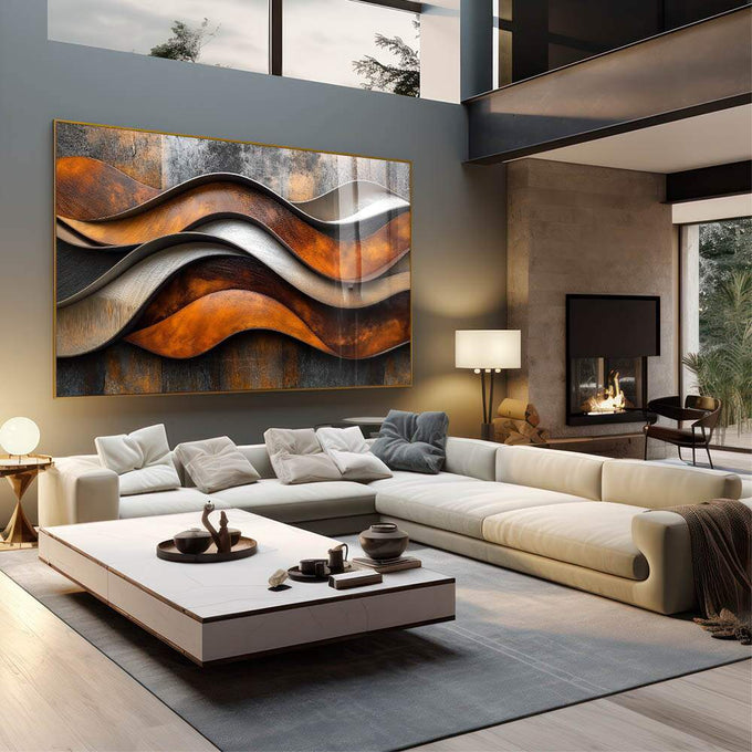 Quadro Decorativo Abstrato em Tons Marrons - quadros decorativos para sala 1 Tela, 1 Tela Horizontal - em living room premium