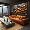 Quadro Decorativo Abstrato em Tons Marrons - quadros decorativos para sala 1 Tela, 1 Tela Horizontal - em ambiente decorado