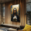 Quadro Decorativo A Paz De Nossa Senhora de Aparecida - quadros decorativos para sala 1 Tela Vertical, 3 Telas - em ambiente decorado