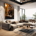 Quadro Decorativo A Sabedoria do Leão de Judá - quadros decorativos para sala 1 Tela Vertical, 3 Telas - em quarto contemporaneo
