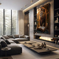 Quadro Decorativo A Sabedoria do Leão de Judá - quadros decorativos para sala 1 Tela Vertical, 3 Telas - em living room premium