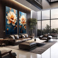 Quadro Decorativo Dupla de Flores Esbeltas  Elegância e Natureza - quadros decorativos 2 Telas, ambientação luxuosa - em sala moderna