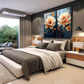 Quadro Decorativo Dupla de Flores Esbeltas  Elegância e Natureza - quadros decorativos 2 Telas, ambientação luxuosa - em escritorio elegante