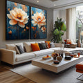 Quadro Decorativo Dupla de Flores Esbeltas  Elegância e Natureza - quadros decorativos para sala 2 Telas, ambientação luxuosa - em ambiente decorado