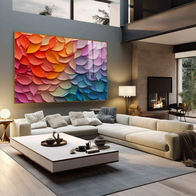 Quadro Decorativo Pétalas Abstratas Arte Moderna - quadros decorativos para sala 1 Tela, 1 Tela Horizontal - em quarto contemporaneo